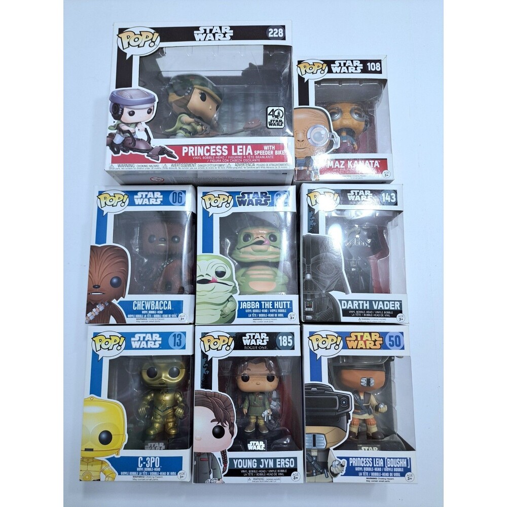 Funko Pop Star Wars Lot Vader Leia C3P0 Maz Jyn Jaba Chewbaca 228 108 06 23 143